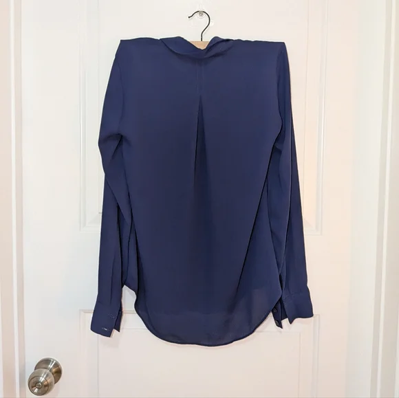NWOT Women's Navy Blue Button-Up Blouse - Picture 2 of 5